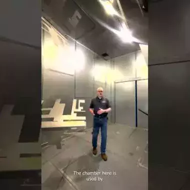 Inside the MVG EMC Reverberation Chamber at University of Liverpool